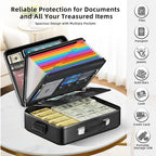 Fireproof Document Box - 8-Layer Hard Shell Fire Proof Safe for Home Documents, Water Resistant File Organizer for Desk Money, Safety Box for Passports Certificates Laptop