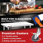 DuraSteel 30x48 NSF Stainless Steel Cart - Heavy Duty Food Prep Table with Undershelf - Rolling Kitchen Island on Wheels for Commercial Restaurant Kitchen, Garage, Outdoor Cooking, BBQ Grill, Counter