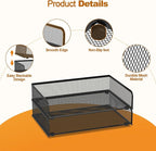 YINGHUA 2-Pack Metal Mesh Stackable Paper Letter Trays Organizer for Classroom,Office Desk File Sorter Holder Organizer Storage Box for Letter/A4 Size Folder Documents-Black