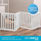 INTERNET'S BEST Dog Gate Indoor Freestanding Pet Barrier, Folding Wood Dog Fence, Extra Wide Doorway Puppy Gate, Indoor Animal Privacy Panel, Wooden Cat Fence - 4 Panel - 24", White