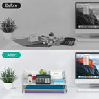 EasyPAG Paper Organizer for Desk 2 Tier Stackable Paper Tray for A4 Legal Size Folders Metal File Storage Desktop Organizer for Home Office School Teacher, White
