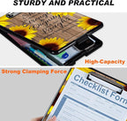 Clipboard with Storage, Hard Letter A4 Size Clip Board with Pen Holder & Paper Organizer, Heavy Duty Portable Writing Pad for Nurses Students Teachers Office Jobsite Contractor, Sunflower Bible