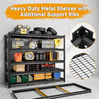 5-Tier 60" W X 24" D X 78" H Garage Shelving Metal Storage Shelves 3300LBS Heavy Duty Industrial Shelving Adjustable Garage Shelf Unit Utility Storage Racks(Black)