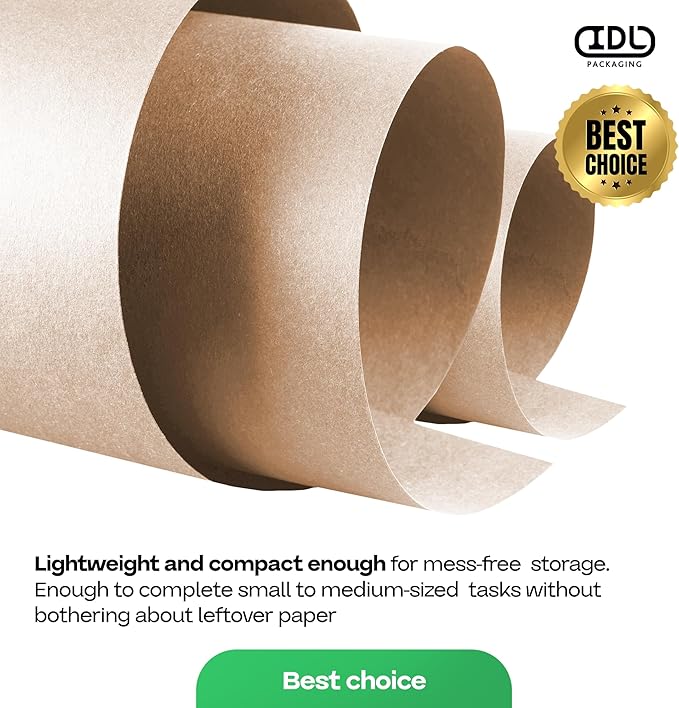 Brown Paper Roll 48" x 1200" (100 feet) - USA-Made Thick Kraft Paper Roll 50lb Thickness for Packing, Moving, Shipping & Crafts/Arts - 100% Recycled Natural Craft Wrapping Material by IDL Packaging