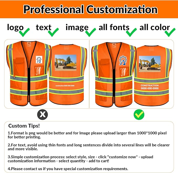 BeautyWill Custom Safety Vest Logo Class 2 High Visibility Reflevtive Vest Outdoor Protective Workwear
