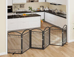 Folding No-Assembly Metal Freestanding Dog Gate with Door Walk Through,32" Height Pet Fence,144" Extra Wide Accordion Puppy Folding Playpen for Doorways,House,Stairs (6 Panels,Black)