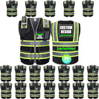 BeautyWill Custom Logo 10 Pockets Safety Vest Class2 ANSI Certified High Visibility Reflective Vest