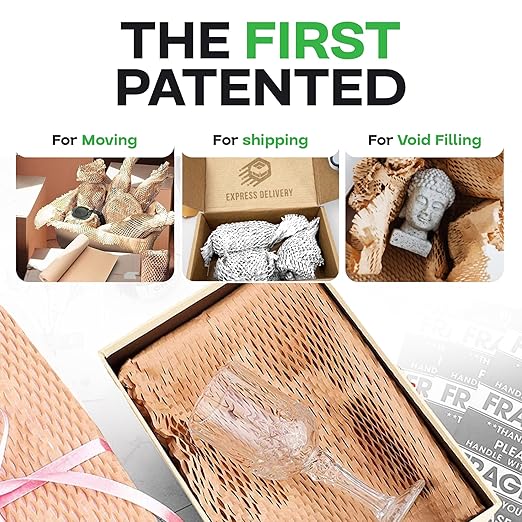 IDL Packaging 15.25" x 300' Refill Roll (Pack of 4) for MP-300W HexcelWrap Honeycomb Packing Paper Station, White - Natural Kraft Paper with Interlocking Slit Design for Shipping and Moving