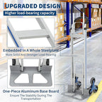 Heavy-Duty 2-in-1 Aluminum Stair Climbing Hand Truck – 600 lbs Capacity, Dual Handles, Extendable Base Plate, 6 Wheels, 2 Elastic Ropes – Versatile Trolley for Home, Warehouse, Shopping – Silver