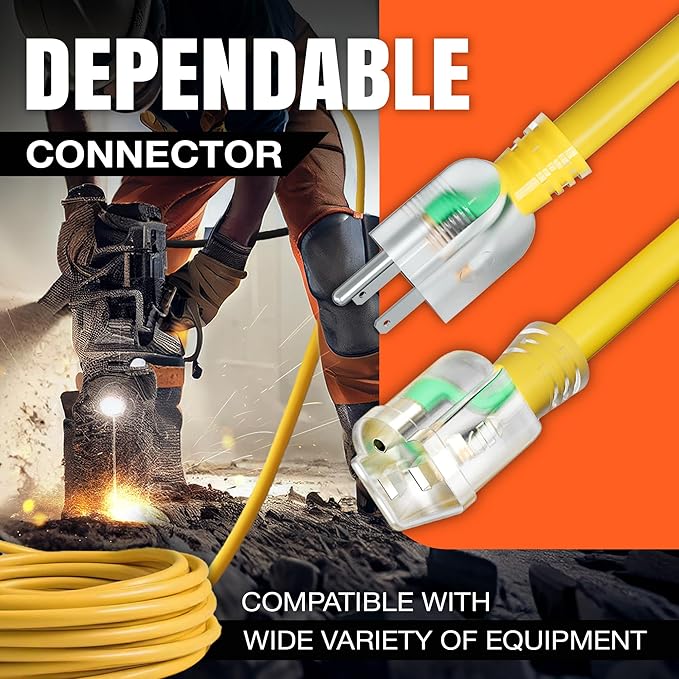 75ft Outdoor/Indoor Extension Cord 10/3 Gauge Ultra Heavy Duty 3 Prong SJTW, Waterproof, ETL Listed, Flexible Cold-Resistant Long Power Cord,15A 125V 1875W, Green by LifeSupplyUSA