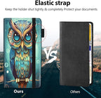 Car Registration & Insurance Holder, Leather Glove Box Organizer, Cool Accessories for ID, Driver's License Cards & Essential Documents, Business Cards, Men & Women, Fantasy Owl