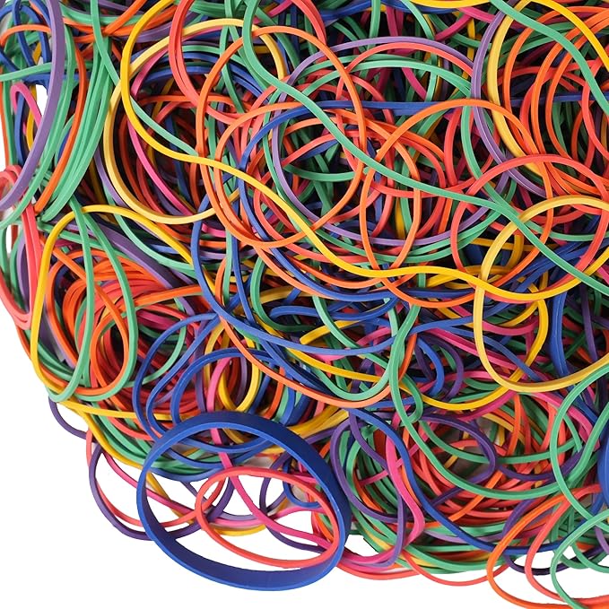 Rubber Bands Assorted Sizes 0.5lbs Multicolor Elastic Bands for Office supplies size:#16,#18,#19,#32,#33,#64,#117A