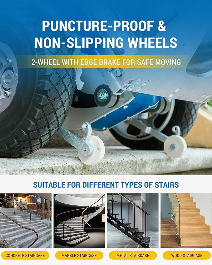ZW7250GC Electric Stair Climber, 550lb Load Capacity Heavy Duty Stair Climbing Cart Aluminum Powered Stair Climbing Hand Truck with Foldable Handle Solid Wheel Brake System