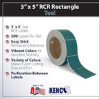 Kenco Color Coding 3 X 5 Rectangle Labels, Inventory Control Stickers 500 Labels Per Roll, Made in The USA (Teal)
