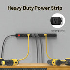KF 8 Outlet Heavy Duty Power Strip Surge Protector, 2100J Surge Protection Metal Power Strip, 15A/1875W Mountable Power Strips with Upgraded Switch, 14AWG 6FT Extension Cord, Black