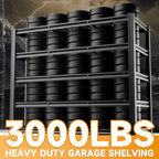 5-Tier 60”W x 24”D x 72”H Garage Shelving Storage Shelves 3000LBS Heavy Duty Metal Shelf Adjustable Rack Units Suitable for Garage Basement Warehouse Utility Shelves (Black)