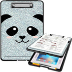 A4 Clipboards,Heavy Duty Waterproof Nursing Plastic Folder Clipboard with Storage Clip Boards,File Folder Storage Box Clipboard Case for Teacher,Doctor,Offices,Funny Panda