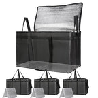 Bodaon 4-Pack Cooler Insulated Food Delivery Bag, Rideshare Delivery Bag, XXX-Large Thermal Bags for Catering/Hot Pizza, Travel/Camping/Picnic/Grocery Reusable Warmer Frozen, Black With Bottom