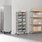 Seville Classics Heavy Duty NSF Bin Rack Solid Steel Wire Shelving Storage Unit, Patented Organizer for Garage, Warehouse, Office, Restaurant, Classroom, Kitchen, Gray, Includes 12 Bins