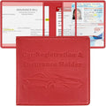 Car Registration and Insurance Holder, Premium PU Leather Vehicle Glove Box Car Organizer Men Women Wallet Accessories Case for ID, Driver's License - Red