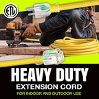 50ft Outdoor/Indoor Extension Cord 16/3 Gauge Heavy Duty 3 Prong SJTW, Waterproof, ETL Listed, Flexible Cold-Resistant Long Power Cord,13A 125V 1625W, Yellow by LifeSupplyUSA