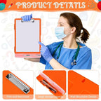 Crtiin 6 Pcs Plastic Clipboard with Storage Colored A4 Nursing Holder Heavy Duty Waterproof Storage Clipboard Folder for Office School Nurses Teacher Essentials (Bright Color)