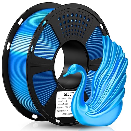 GEEETECH 3D Printer Silk PLA Filament 1.75mm Sky Blue, Shiny 3D Filament 1kg (2.2lbs) 1 Spool, Dimensional Accuracy +/- 0.02 mm, Silk Sky Blue