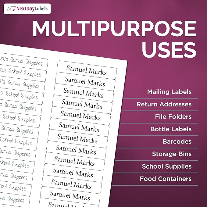 NextDayLabels - 3-7/16" x 2/3" Rectangular Sticker Labels for Printer - White Laser/Inkjet Printer Labels Return Address Labels Shipping Label Stickers (500 Sheets, 30 Per Sheet, 1500 Labels)