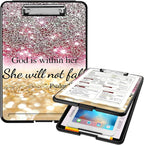 A4 Clipboards,Heavy Duty Waterproof Nursing Plastic Folder Clipboard with Storage Clip Boards,File Folder Storage Box Clipboard Case for Teacher,Doctor,Offices,Christian Bible Psalm 46-5