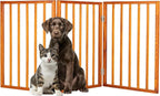 Pet Gate - 3-Panel Indoor Foldable Dog Fence for Stairs or Doorways - 54x24-Inch Retractable Wood Freestanding Dog Gates by PETMAKER (Mahogany)