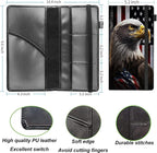 Car Registration and Insurance Holder,Leather Vehicle Glove Box Organizer Wallet for Document,Perfect for any Car,Truck,Motorcycle,Driver License,Trailer or Boat,Men & Women,American Flag Eagles