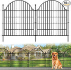 Decorative Metal Garden Fence 10 Panels, 32in (H) x 23.6ft (L) No Dig Dog Fence Outdoor for Yard, Temporary Rustproof Metal Wire Rabbit Dog Garden Border Fencing for Patio