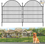 Decorative Metal Garden Fence 5 Panels, 32in (H) x 11.8ft (L) No Dig Dog Fence Outdoor for Yard, Temporary Rustproof Metal Wire Rabbit Dog Garden Border Fencing for Patio
