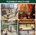 FXW Dog Gate Extra Wide Designed for Indoor Use, Adjustable Width Up to 92-inch Wide (24" H 4 Wire Panels for Puppies and Small Dogs), Black