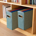 4 Packs Letter Size File Organizer, File Folders Organizer, Fabric Storage Box, Collapsible Paper Organizer with Metal Handle, Smooth PVC Rails, Only Box (Green)
