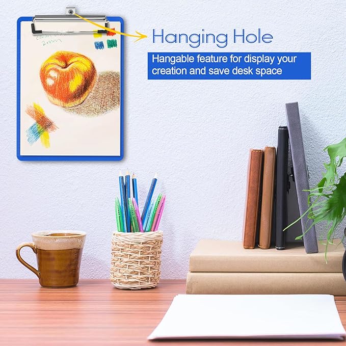 Blue Plastic Clipboard with Pen Holder,Nursing Clipboard Standard Letter A4 Size,Thickened Clip Boards 8.5x11,Hanging Clipboards for Men Kids Students Office School Home Work