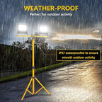 24000 Lumen Work Lights with Stand, 2 Adjustable Head LED Work Light with Adjustable and Foldable Tripod Stand, IP67 Waterproof Lamp Individual Switch with 16FT Cord for Outdoor Construction Lighting
