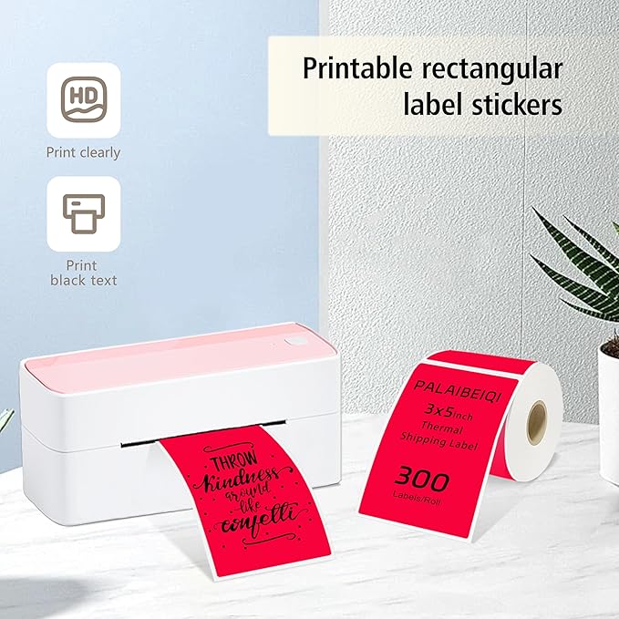 3x5 Inch Thermal Label Stickers,300Pcs Waterproof Rectangle Labels for Storage Bins,Moving Boxes,Address & Inventory Organization,Small Business Labeling,Red