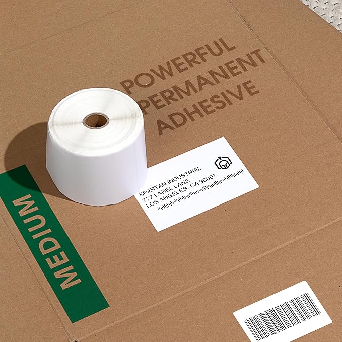Spartan Industrial - 3" X 1” Direct Thermal Labels, Perforated FBA Barcode Address Labels, Compatible with Rollo & Zebra Desktop Printers - 10 Rolls, 1300/Roll