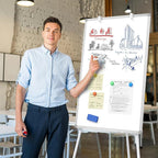 Large Whiteboard with Stand, 36" x 24" Tripod Height Adjustable White Board, 3' x 2' Portable Standing Magnetic Dry Erase Board Easel for Home Office Classroom School, Silver