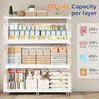 240Gal Extra Large Stackable Storage Bins with Lid, 960Qt Collapsible Storage Box with Wheels, Closet Organizers and Storage Cabinet Container for Home, Kitchen, Office, 3Pack White Clear