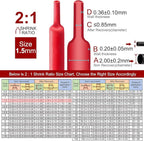 Chanzon 2:1 Ratio - 80Ft Roll - 1/16" (1.5mm) Heat Shrink Tubing 2:1(25M Total Length) Red Polyolefin Sleeving Wrap Shrinking 2 to 1 1pcs