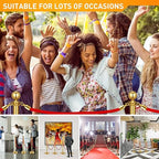 8 Pack Upgraded Stainless Steel Stanchions and Velvet Ropes 5FT Extended Red Carpet Ropes Poles Crowd Control Safety Barriers Set with Stable Base for Theaters Parties Wedding Exhibition (Gold)