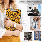 Clipboard with Storage,Office Supplies Nursing Clipboards Folder with Pen Holder Plastic Storage ClipBoard Foldable for Teacher Nurse,Sunflower Leopard Print
