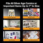10ct Silver-Age Comic Book Toploaders - Crystal Clear Comic Book Top loaders, Premium PVC Comic Book Topload, Hard Plastic Comic Book Holders, Protection for Display, Storage, Collection