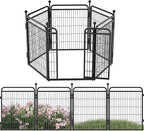 32 in(H) Decorative Garden Fence Outdoor for Yard with Gates,Heavy Duty Iron 6 Panels Total 13ft(L) Anti Dig Fence with Gravity Automatic Lock for Indoor/Outdoor Decorative Dog Fence,Black