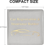 Cacturism Car Registration and Insurance Holder, Vehicle Glove Box Car Organizer Men Women Wallet Accessories Case for Cards, Essential Document, Driver License, Silver