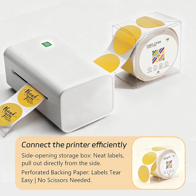2 inch Dot Stickers Labels Circle Garage Sale Sticker 750Pcs Round Thermal Printer Stickers Printable Writable Price Labels for Yard Sale, Gold