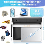 Fireproof Document Bag - 6200°F Important Document Bags with Zipper, Water Resistant Fire Proof Money Bags for Cash, Cell Phone, Tablet, Credit Card,Passport and Valuables (14.2"x11.2", Black)