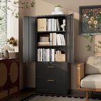 2 Drawer Lateral File Cabinet with Adjustable Shelves and Handles,Metal Filing Cabinet with Drawers and Keys for Home,Office,School,Fits A4/Letter/Legal Size Folders,Assemble Required,Black